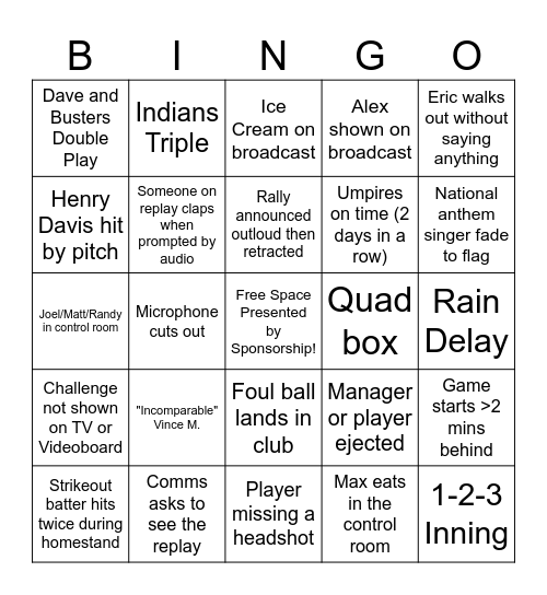 7/30-8/4 Bingo Card