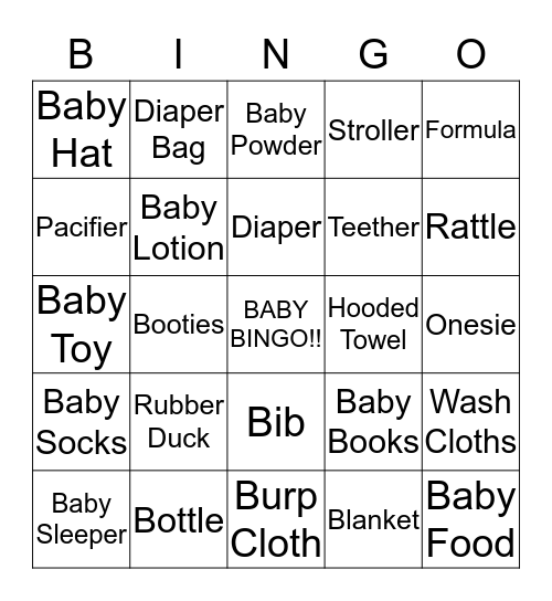 Shwetha and Arun's Baby Bingo! Bingo Card