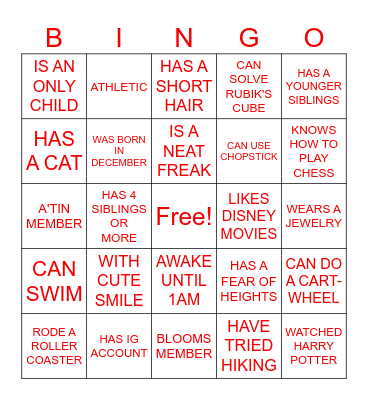 GTK BINGO Card