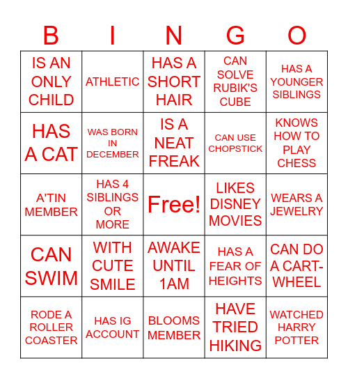 GTK BINGO Card