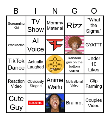 YouTube Shorts Bingo Card