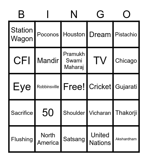 NA40 Bingo Card