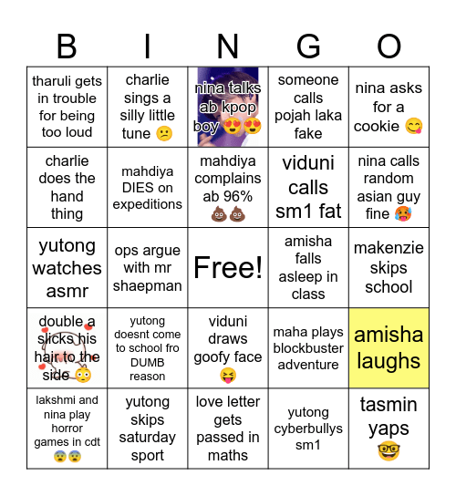 AMERICA YAA 😁😁😁😁 Bingo Card