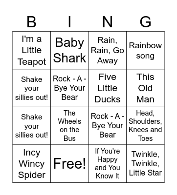 Music Bingo Card