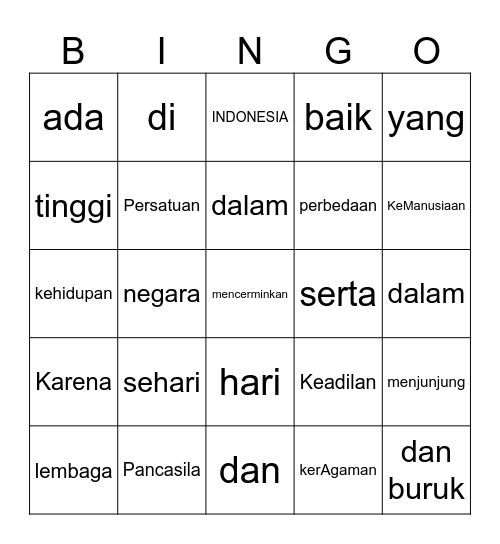 PPKn Bingo 3 Bingo Card