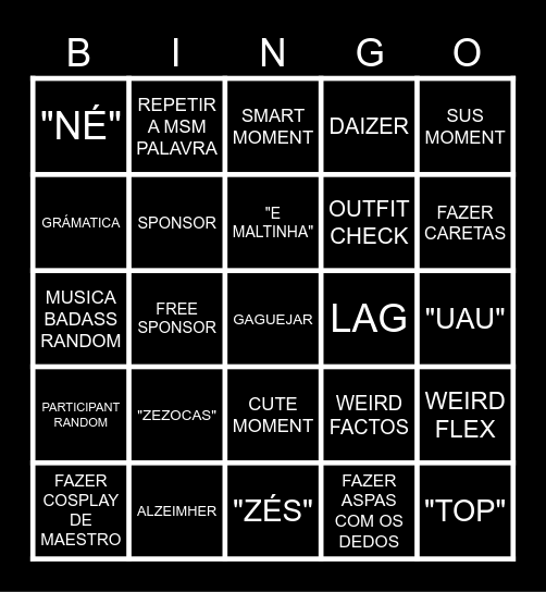 BINGÃO DO RICZÃO Bingo Card