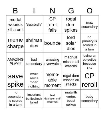 spacemarine versus sPAIN Bingo Card