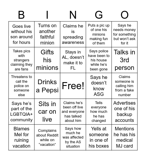 PurplePlanktonSnark Bingo Card