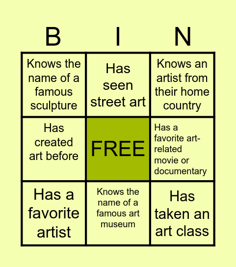 ART Bingo Card