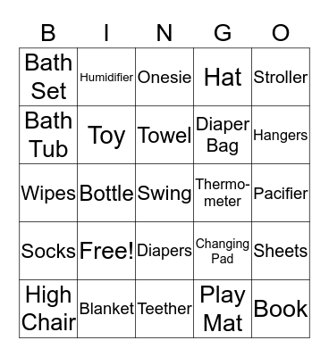Baby  Bingo Card