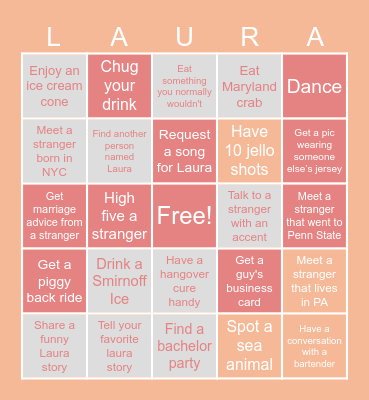 Bachelorette Bingo Card