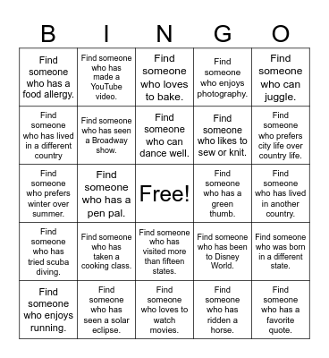 Untitled Bingo Card