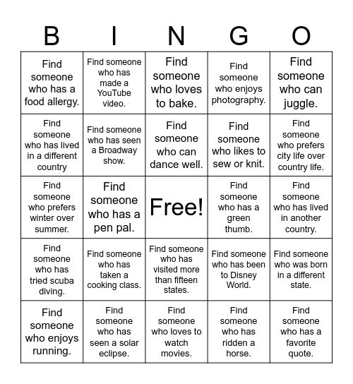 Untitled Bingo Card