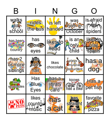 Get to know you bingo Card