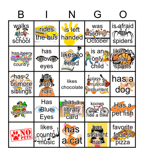 Get to know you bingo Card