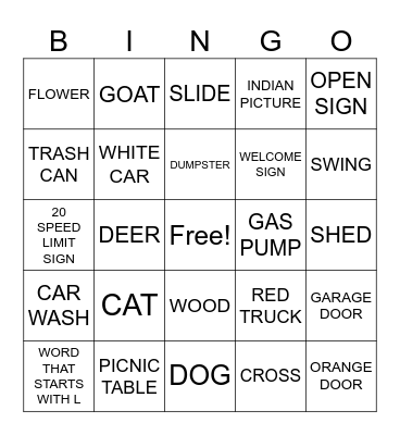 GOLF CAR BINGO Card