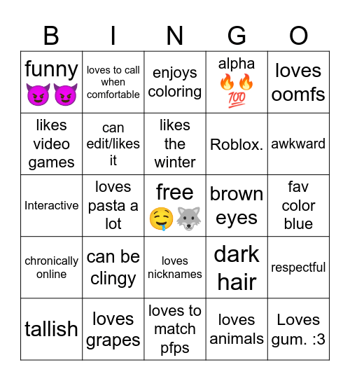 Are you Eli’s type?!! Bingo Card