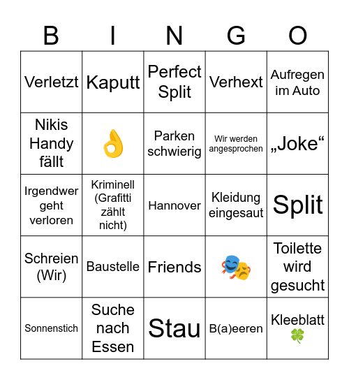 Tag 5 Sommertour Bingo Card