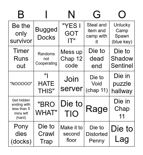 Hidden Ending w/ Randoms Bingo Card