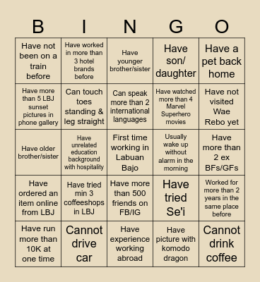 N2M Academy Bingo Card