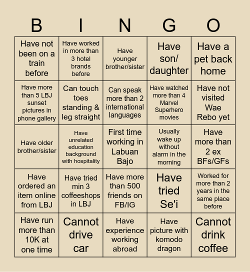 N2M Academy Bingo Card