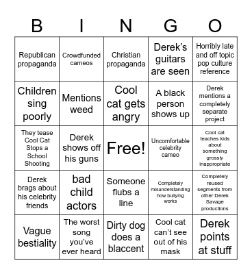 Derek Savage Bingo Card