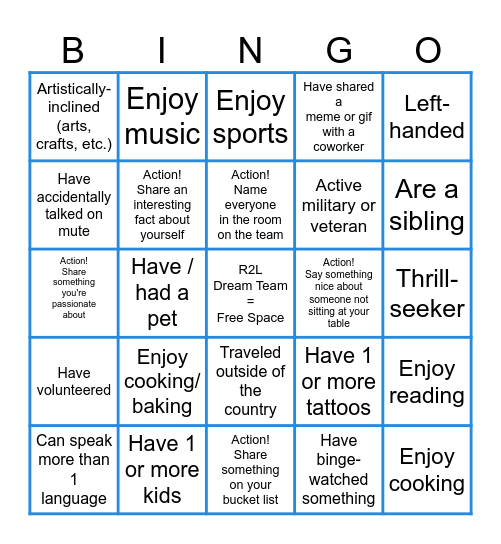 R2L DEI Bingo Card