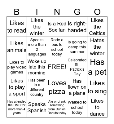 Human Bingo Card
