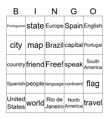Where do you live? What do you speak? Bingo Card