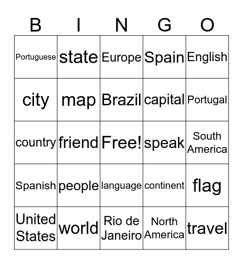 Where do you live? What do you speak? Bingo Card