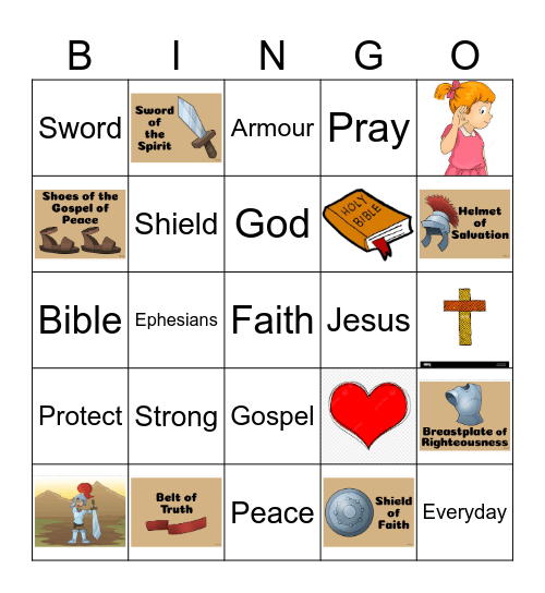 The Armour of God Bingo Card