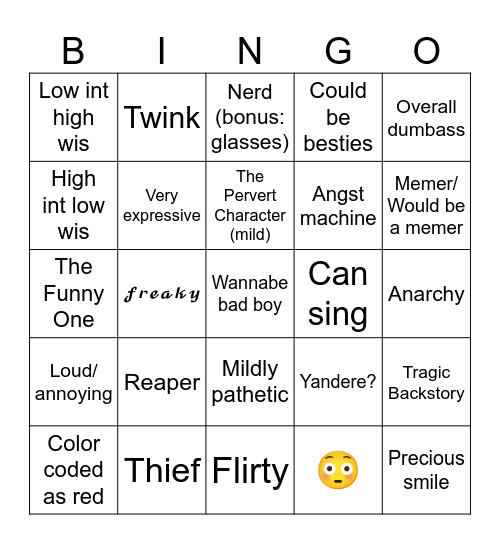 Jo's boy bingo Card