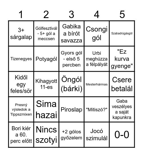 FC Strekov Bingo Card