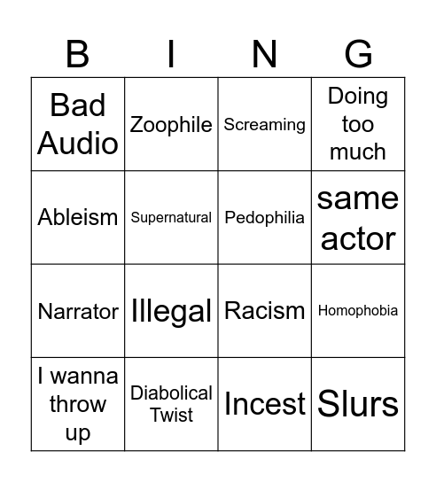 don't teach me Bingo Card