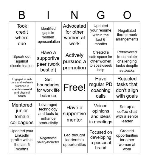 WinDCH Career Quest Bingo Card