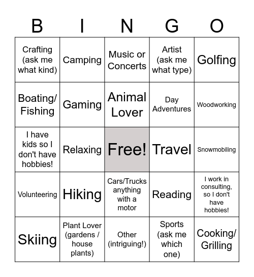 Get to Know You Bingo Card