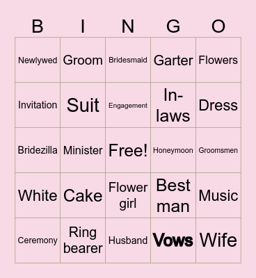 Chiara Bridal Shower Bingo Card