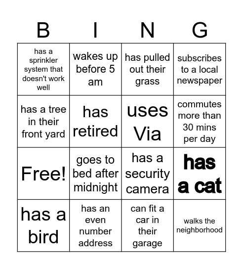 National Night Out Bingo Card