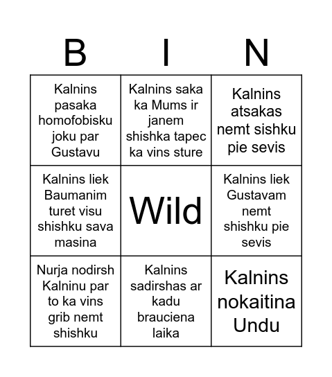 Reformed Kalnins Bingo Card