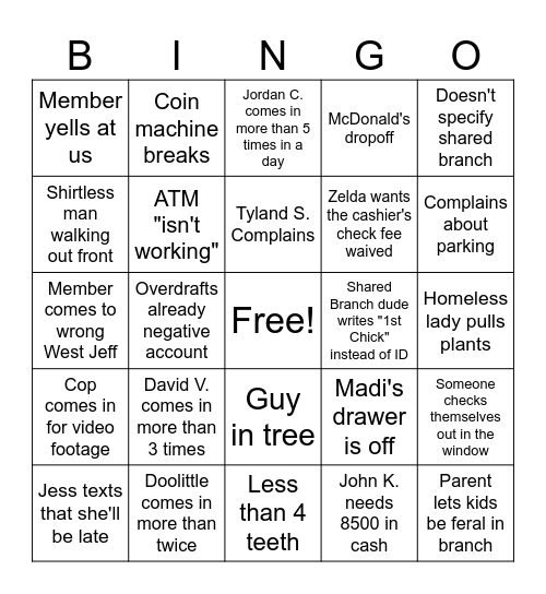 Harrison Square Bingo Card