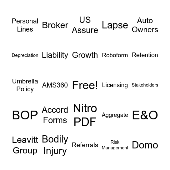 Lingo Bingo Card