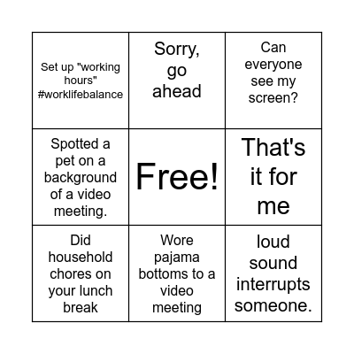UntitRemote work bingo 3x3led Bingo Card