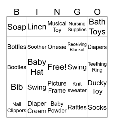 Baby Bingo Card