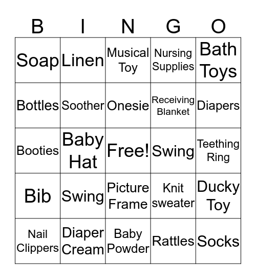 Baby Bingo Card