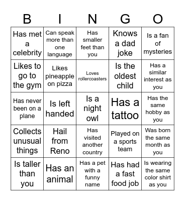BLACK OUT BINGO Card