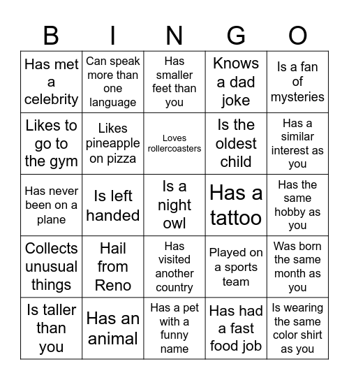 BLACK OUT BINGO Card