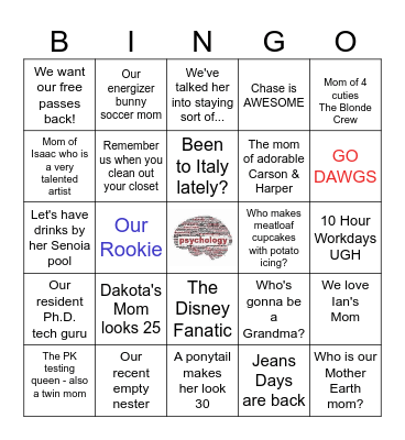 School Psychology Bingo Card