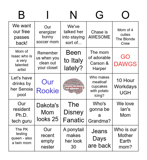 School Psychology Bingo Card