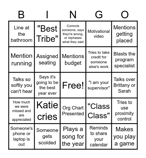 Meeting Bingo Card