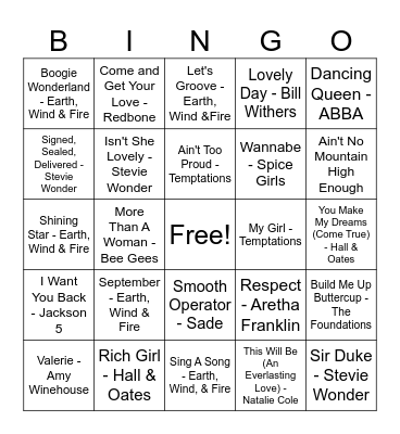 Music Bingo Card